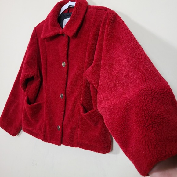 NILS Resort Collection Red S Fleece Teddy Jacket Winter Holiday Vintage Cozy - Picture 2 of 12